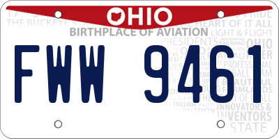 OH license plate FWW9461