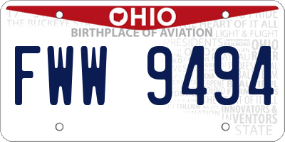 OH license plate FWW9494