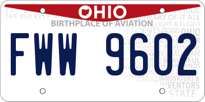 OH license plate FWW9602