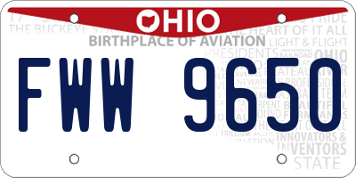 OH license plate FWW9650