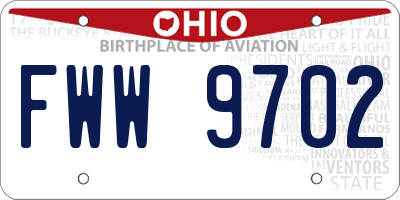 OH license plate FWW9702