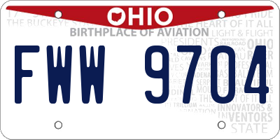 OH license plate FWW9704