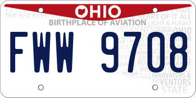 OH license plate FWW9708