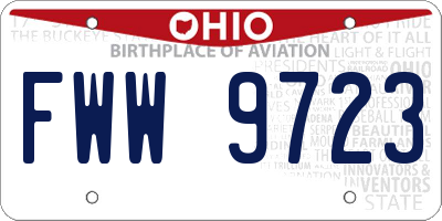 OH license plate FWW9723
