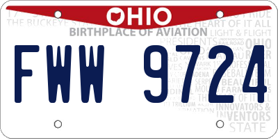 OH license plate FWW9724
