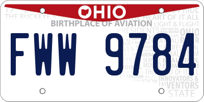 OH license plate FWW9784