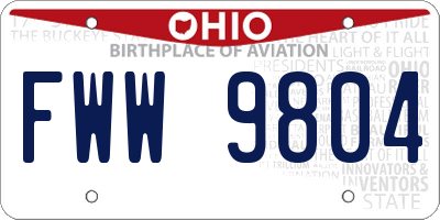 OH license plate FWW9804