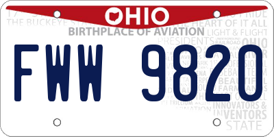 OH license plate FWW9820