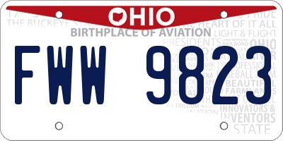 OH license plate FWW9823