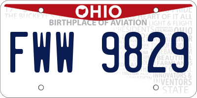 OH license plate FWW9829