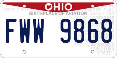 OH license plate FWW9868