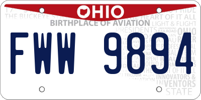 OH license plate FWW9894