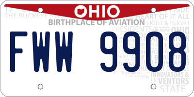OH license plate FWW9908