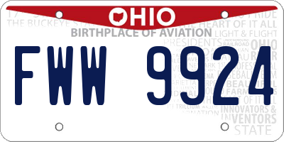 OH license plate FWW9924
