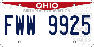 OH license plate FWW9925