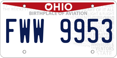 OH license plate FWW9953