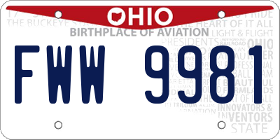 OH license plate FWW9981