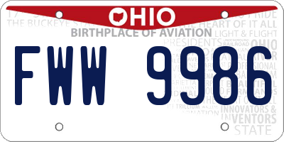 OH license plate FWW9986