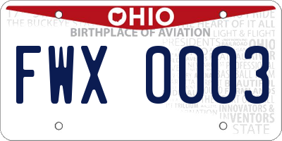 OH license plate FWX0003