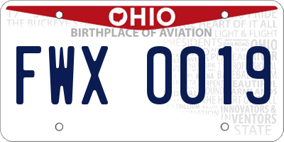 OH license plate FWX0019