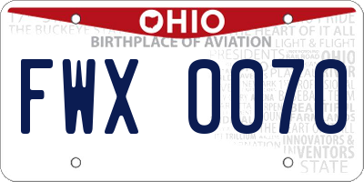 OH license plate FWX0070