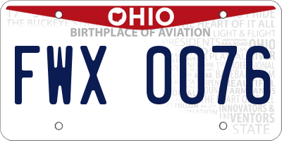 OH license plate FWX0076