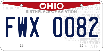 OH license plate FWX0082