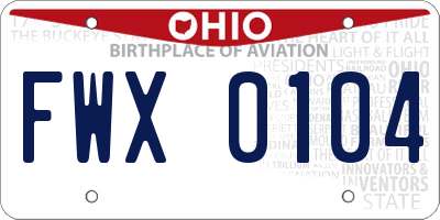 OH license plate FWX0104