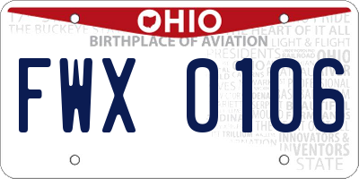 OH license plate FWX0106