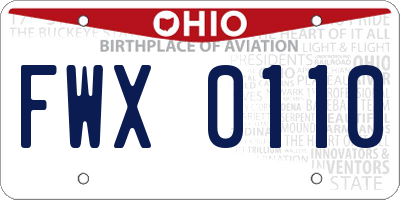 OH license plate FWX0110