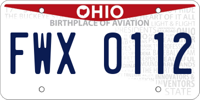 OH license plate FWX0112
