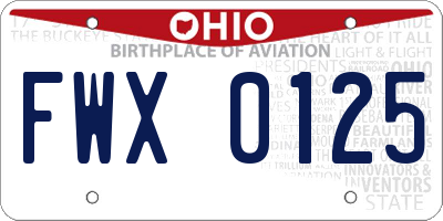 OH license plate FWX0125