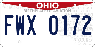 OH license plate FWX0172