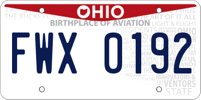 OH license plate FWX0192