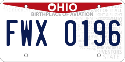 OH license plate FWX0196