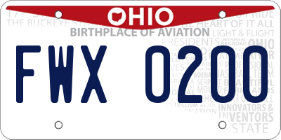 OH license plate FWX0200