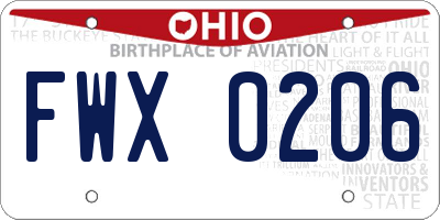 OH license plate FWX0206