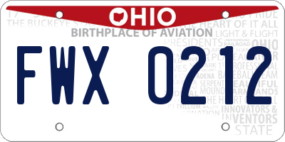 OH license plate FWX0212
