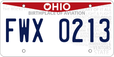 OH license plate FWX0213