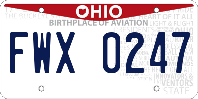 OH license plate FWX0247