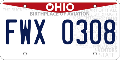 OH license plate FWX0308