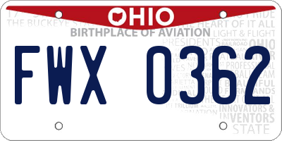 OH license plate FWX0362