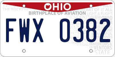 OH license plate FWX0382