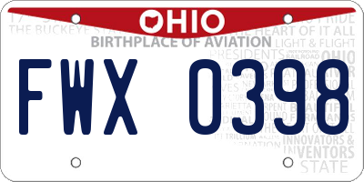 OH license plate FWX0398