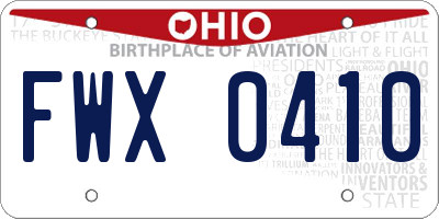 OH license plate FWX0410