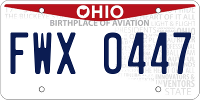 OH license plate FWX0447