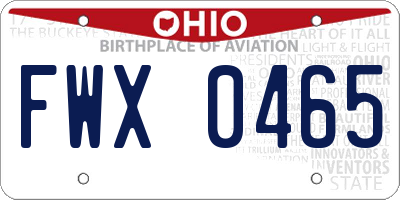 OH license plate FWX0465