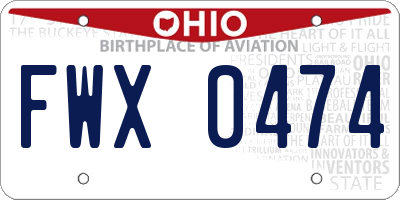 OH license plate FWX0474