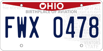 OH license plate FWX0478