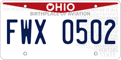 OH license plate FWX0502